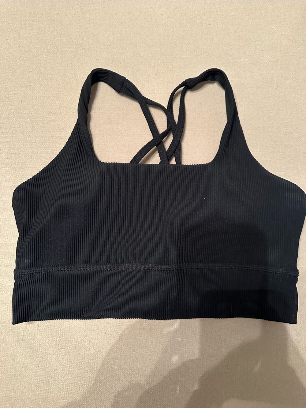 CVG Black Ribbed Strappy Sports Bra